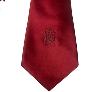 Oleg Cassini Mens Vintage Burgundy Silk Crested Necktie Tom Houlihan Kansas City